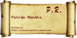 Petrán Renáta névjegykártya